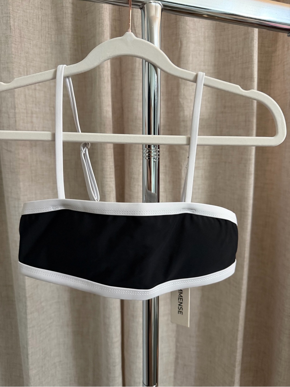 Commense Black and White Swim Bandeau Top